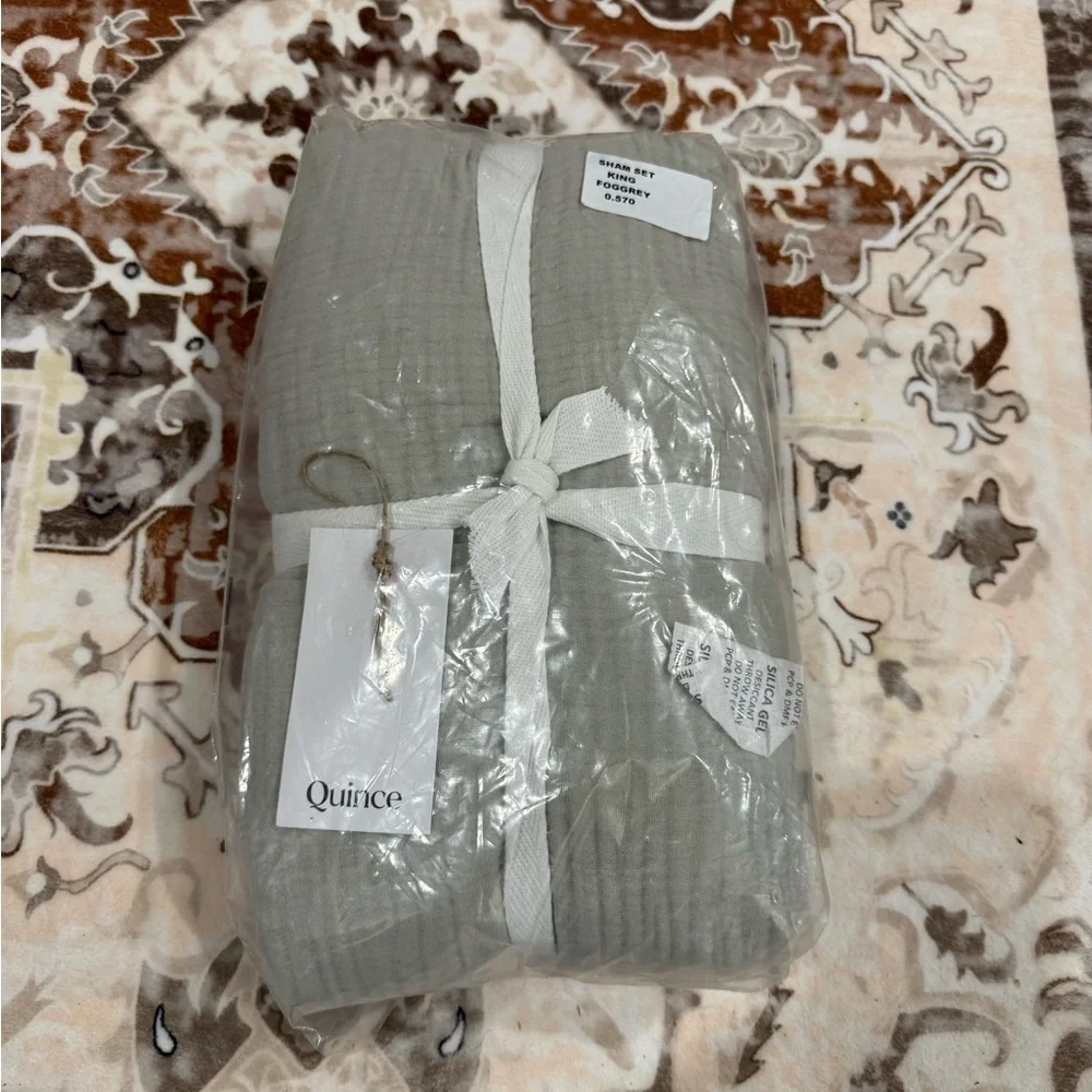 QUINCE 100% Organic Airy Gauze Sham Set In Dune color KING $50  $90